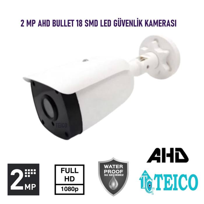 2 Mp 18 SMD Led Ahd Bullet Güvenlik Kamerası 1080p Teico-1820