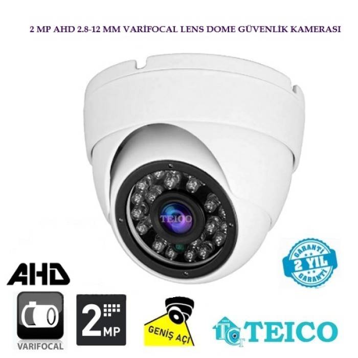 2 Mp 2.8 - 12 MM Varifocal Ahd Dome Güvenlik Kamerası 1080p Teico-1228