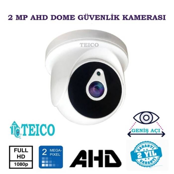 2 Mp Ahd 1080p Geniş Açılı Dome Güvenlik Kamerası 1080p Teico-1262
