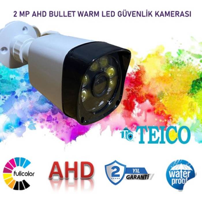 2 Mp Ahd Warm Led Renkli Plastik Kasa Güvenlik Kamerası Teico-1162