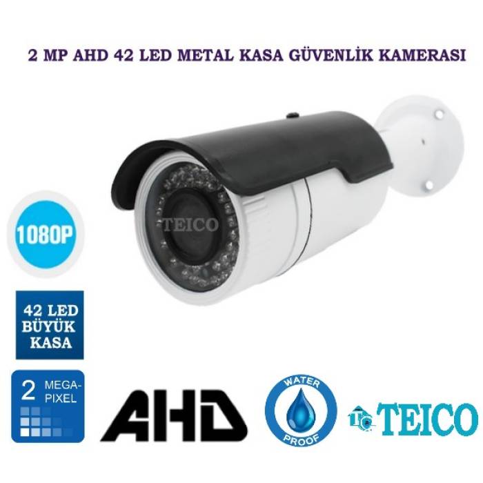 2 Mp 42 Led 1080p Ahd Bullet Metal Kasa Güvenlik Kamerası Teico-1142
