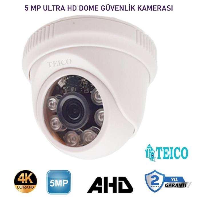 5 Mp 6 Atom Led Ahd Dome Ultra Hd Güvenlik Kamerası Teico-1506