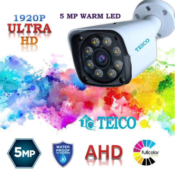 5 Mp Ahd Warm Led Renkli Metal Kasa Güvenlik Kamerası Teico-1625