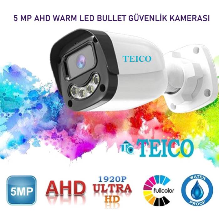 5 Mp Ahd 4 Warm Led Renkli Bullet Güvenlik Kamerası Teico-1540