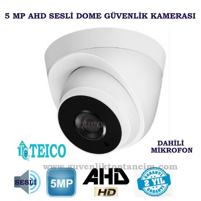5 MP Sesli AHD Dome Güvenlik Kamerası 1080p Teico-1560