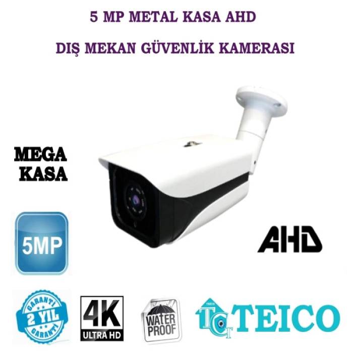 5 MP Ahd Bullet Güvenlik Kamerası Büyük Metal Kasa 4 Array Led Teico-1450