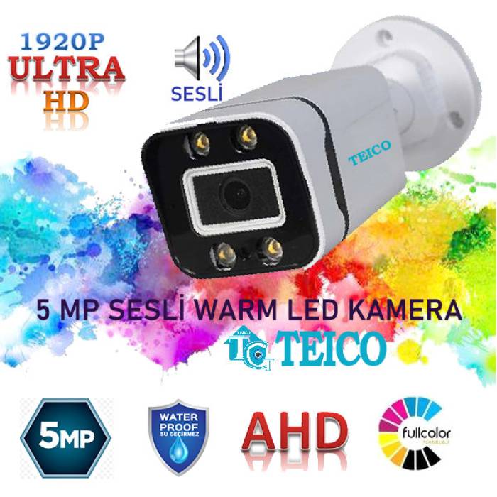 5 Mp Ahd Sesli  Warm Led Renkli Toptan Güvenlik Kamerası Teico-152510