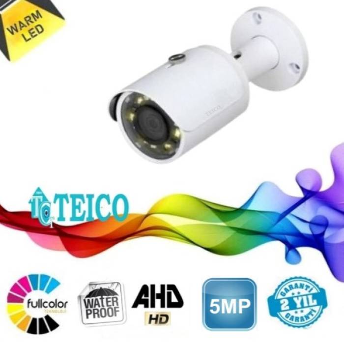 5 Mp Ahd Warm Led Renkli Metal Kasa Güvenlik Kamerası Teico-1425