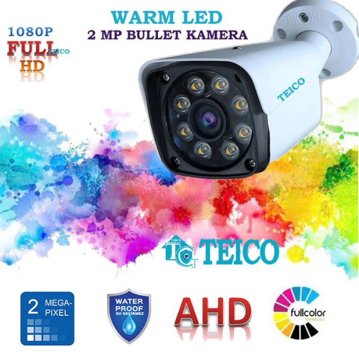 2 Mp Ahd Warm Led Renkli Metal Kasa Güvenlik Kamerası Teico-1622