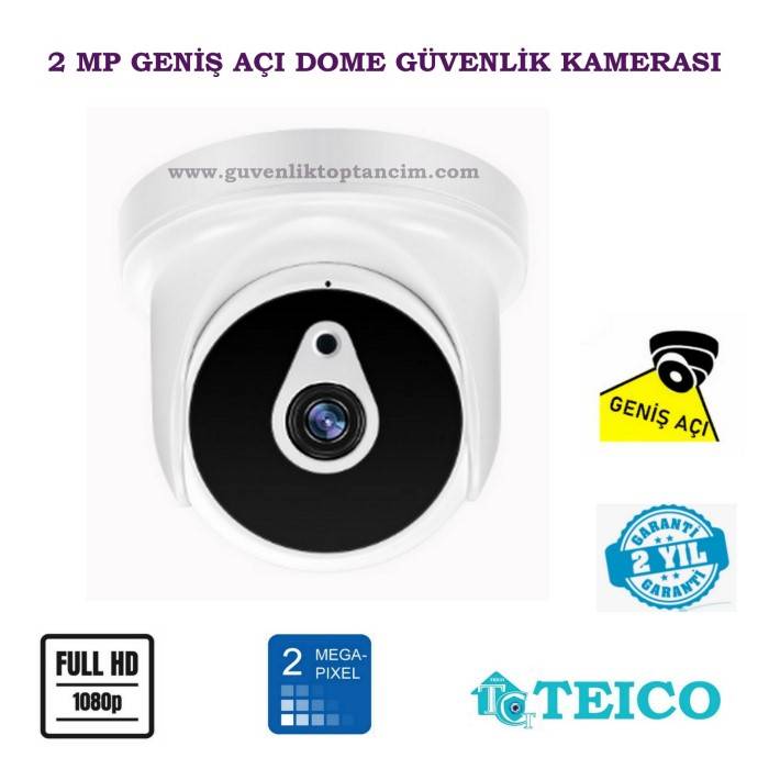 2 Mp Ahd 1080p Geniş Açılı Dome Güvenlik Kamerası 1080p Teico-1262