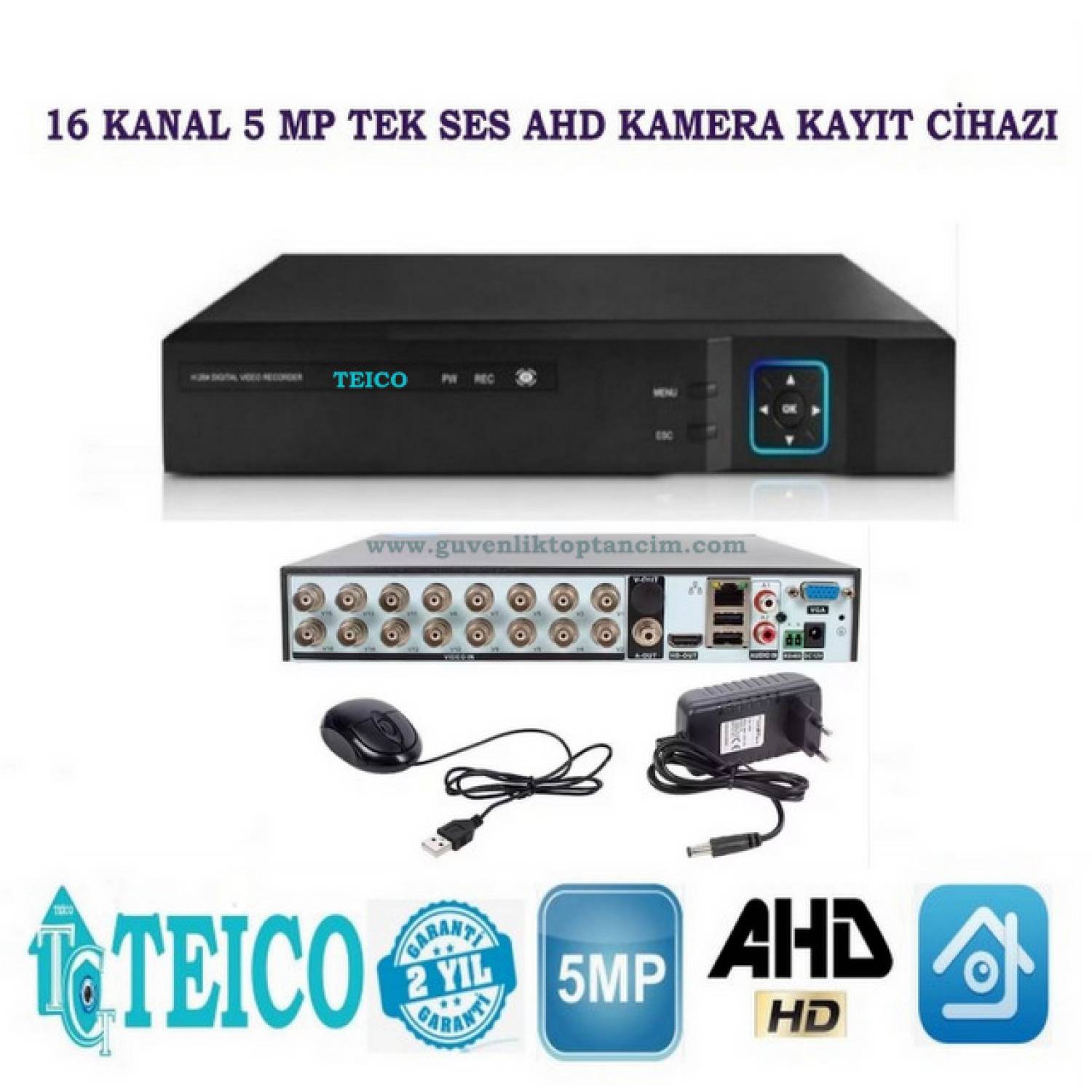 16 Kanal IP Kamera Kayıt Cihazı 8 MP NVR Teico-9816