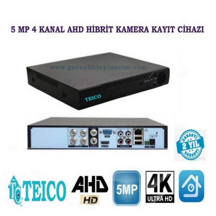 5 MP 4 Kanal AHD Hibrit Kamera Kayıt Cihazı DVR Teico-7540