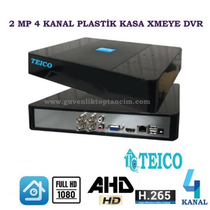 2 Mp 4 Kanal Tek Ses Ahd Plastik Kasa Hibrit Kamera Kayıt Cihazı Xmeye Dvr Teico-7142