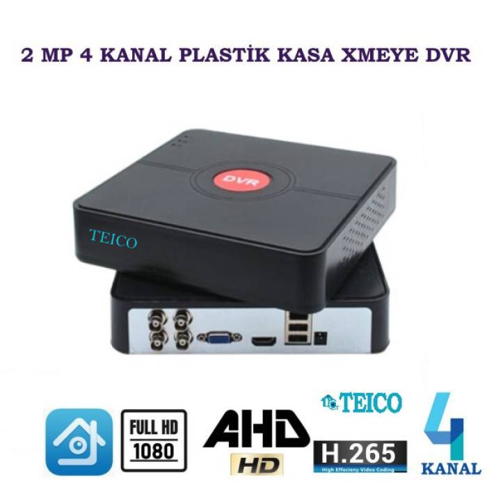 2 Mp 4 Kanal Tek Ses Ahd Plastik Kasa Hibrit Kamera Kayıt Cihazı Xmeye Dvr Teico-7142
