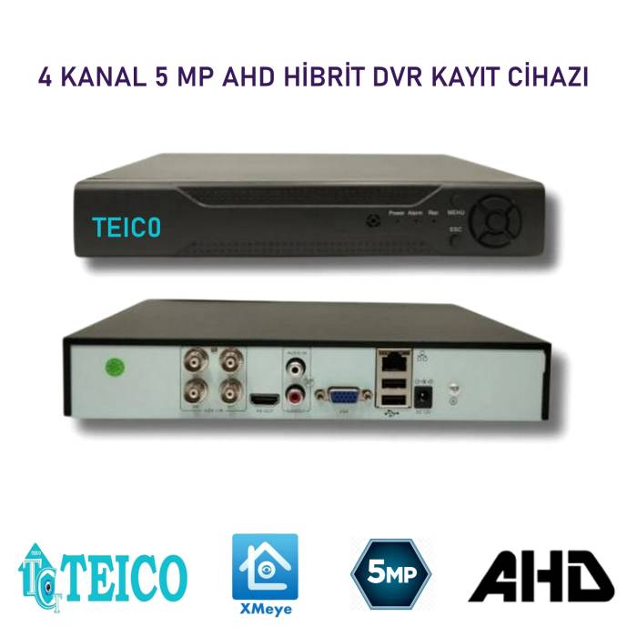 5 MP 4 Kanal AHD Hibrit Metal Kasa Kamera Kayıt Cihazı DVR Teico-7045