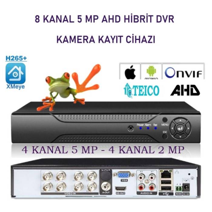 5 MP 8 Kanal AHD Hibrit Metal Kasa Kamera Kayıt Cihazı DVR Teico-7085