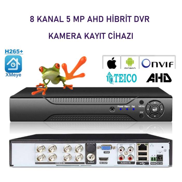 5 MP 8 Kanal AHD Hibrit Metal Kasa Kamera Kayıt Cihazı DVR Teico-7085