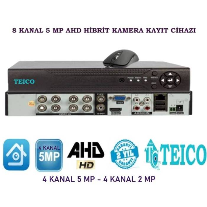 5 MP 8 Kanal AHD Hibrit Metal Kasa Toptan Kamera Kayıt Cihazı DVR Teico-75805