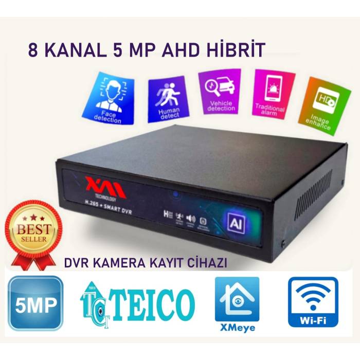 5 MP 8 Kanal AHD Hibrit Metal Kasa Kamera Kayıt Cihazı DVR Teico-7085