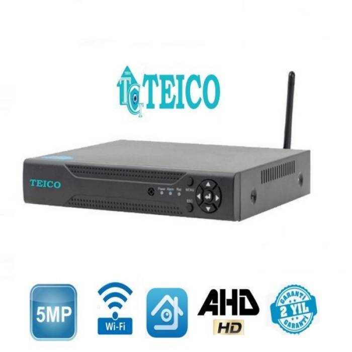 5 MP 8 Kanal Kablosuz Kamera Kayıt Cihazı Wifi DVR Teico-7508