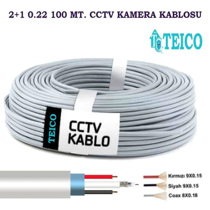 2+1 0.22 100 Metre CCTV Kamera Kablosu Teico-2122