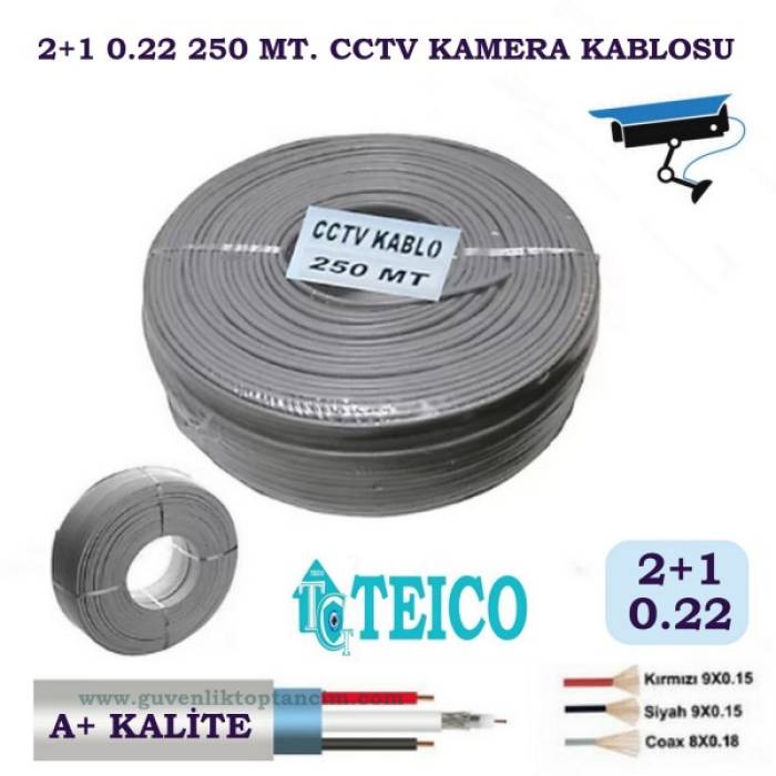 2+1 0.22 mm 250 Metre CCTV Kamera Kablosu A Kalite Teico-2125