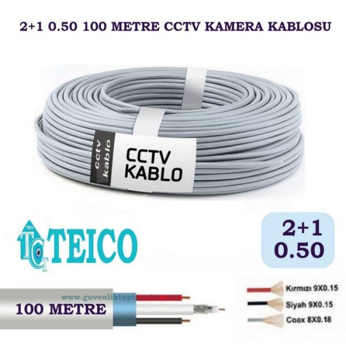 2+1 0.50 100 Metre CCTV Kamera Kablosu Teico-2150