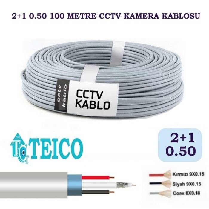 2+1 0.50 100 Metre CCTV Kamera Kablosu Teico-2150