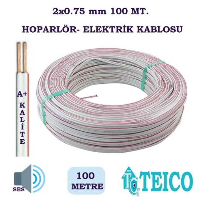 2x0.75 mm Hoparlör ve Elektrik Kablosu 100 Metre Teico-2175