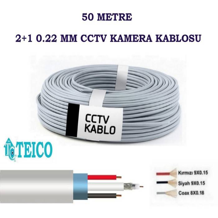 2+1 0.22 50 Metre CCTV Kamera Kablosu Teico-2252