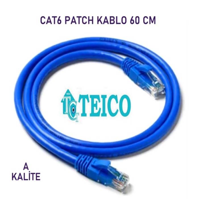 Cat 6 Patch Kablo 60 Cm 23 AWG Hazır Uçları Fabrikasyon Yapılı Ip Kamera Kablosu Teico-5506