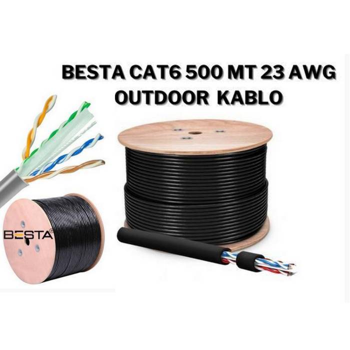 Besta Cat6 500 mt 23awg Outdoor Siyah Ip Kamera Kablosu 500 Metre