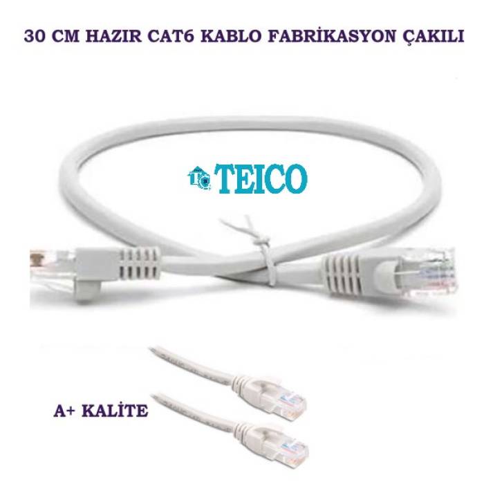 Cat6 30 Cm 23 AWG Hazır Uçları Fabrikasyon Yapılı Ip Kamera Kablosu Teico-5503