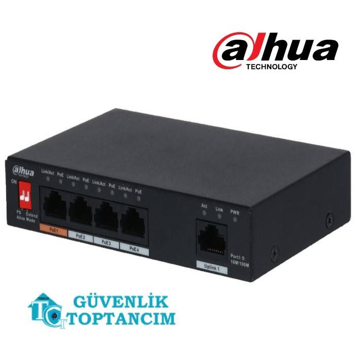 4 +2 Port  10/100Mbps Yönetilmeyen Masaüstü Dahua POE Switch PFS3006-4ET-60