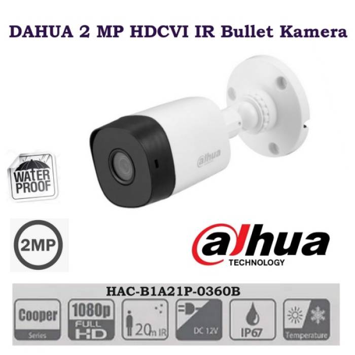 Dahua 2 MP HDCVI IR Bullet Kamera HAC-B1A21P-0360B
