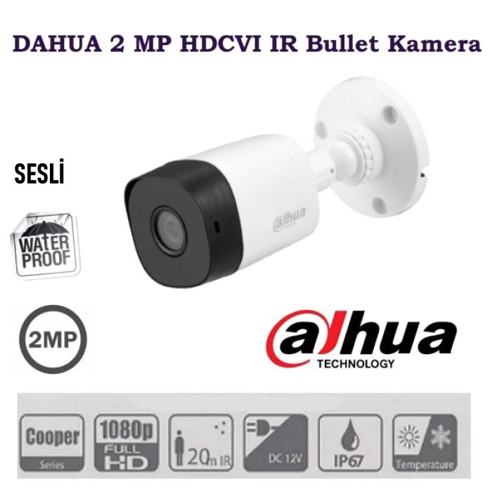 Dahua 2 MP Seslİ Bullet Kamera HDCVI IR HAC-B1A21P-A- 0360B