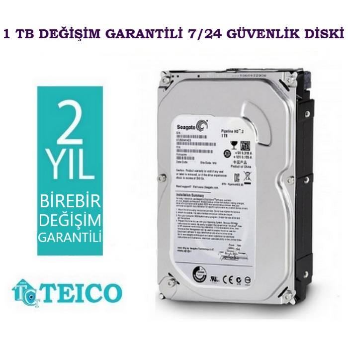 1 TB Güvenlik Hard Diski 2 Yıl Birebir Değişim Garantili HDD