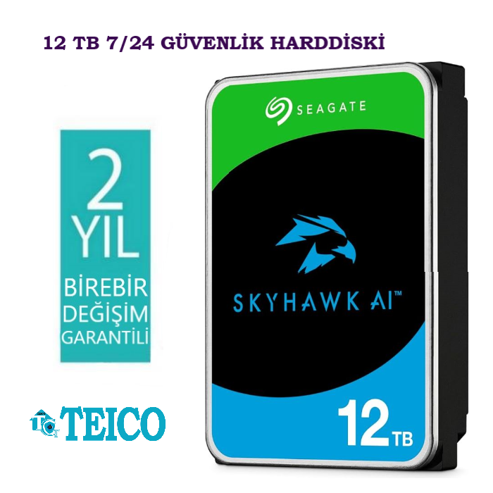 12 TB Seagate 7/24 Güvenlik Hard Diski 2 Yıl Birebir Değişim Garantili
