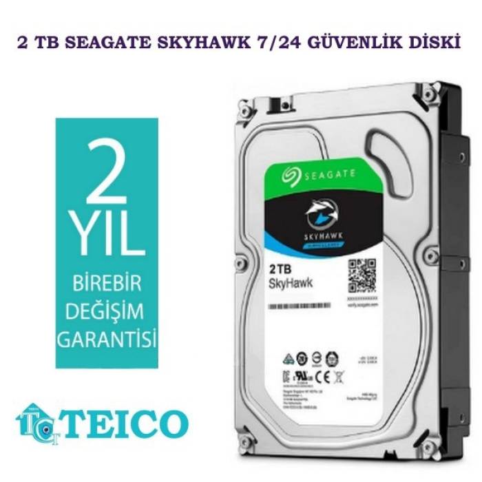 2 TB Seagate Skyhawk 7/24 Güvenlik Hard Diski 2 Yıl Birebir Değişim Garantili
