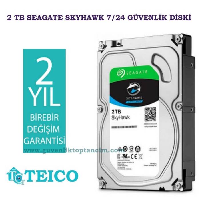 2 TB Seagate Skyhawk 7/24 Güvenlik Hard Diski 2 Yıl Birebir Değişim Garantili