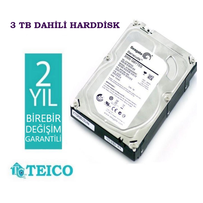 3 TB 7/24 Güvenlik Hard Diski 2 Yıl Değişim Garantili Dahili HDD
