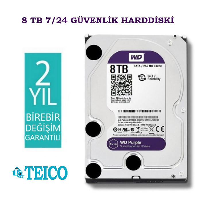 8 TB 7/24 Güvenlik Hard Diski 2 Yıl Değişim Garantili Dahili HDD