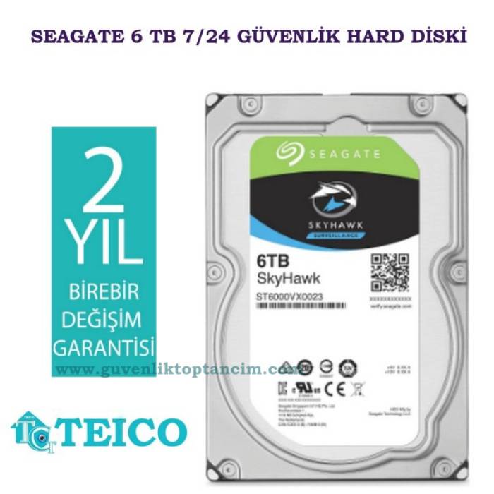 6 TB Seagate 7/24 Güvenlik Hard Diski 2 Yıl Birebir Değişim Garantili