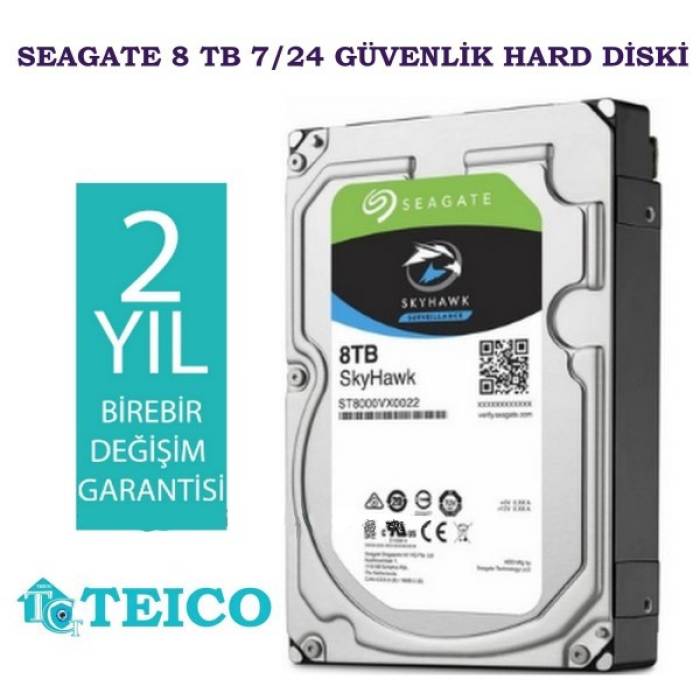 8 TB Seagate 7/24 Güvenlik Hard Diski 2 Yıl Birebir Değişim Garantili