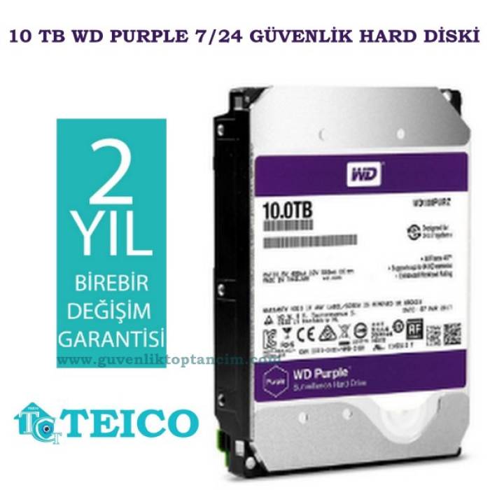 10 TB WD Purple 7/24 Güvenlik Hard Diski 2 Yıl Birebir Değişim Garantili