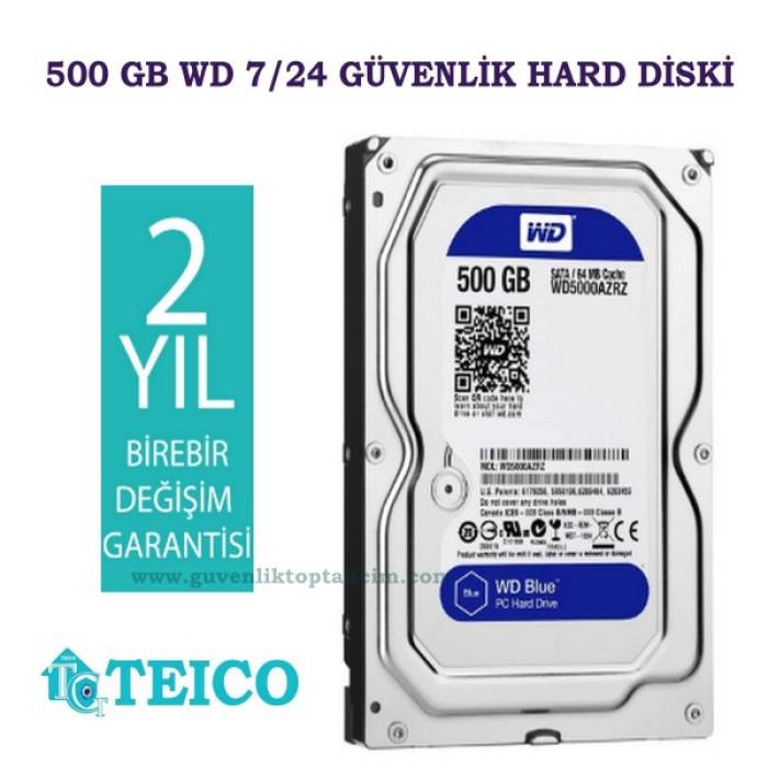 500 GB HDD WD 7/24 Güvenlik Hard Diski 2 Yıl Birebir Değişim Garantili