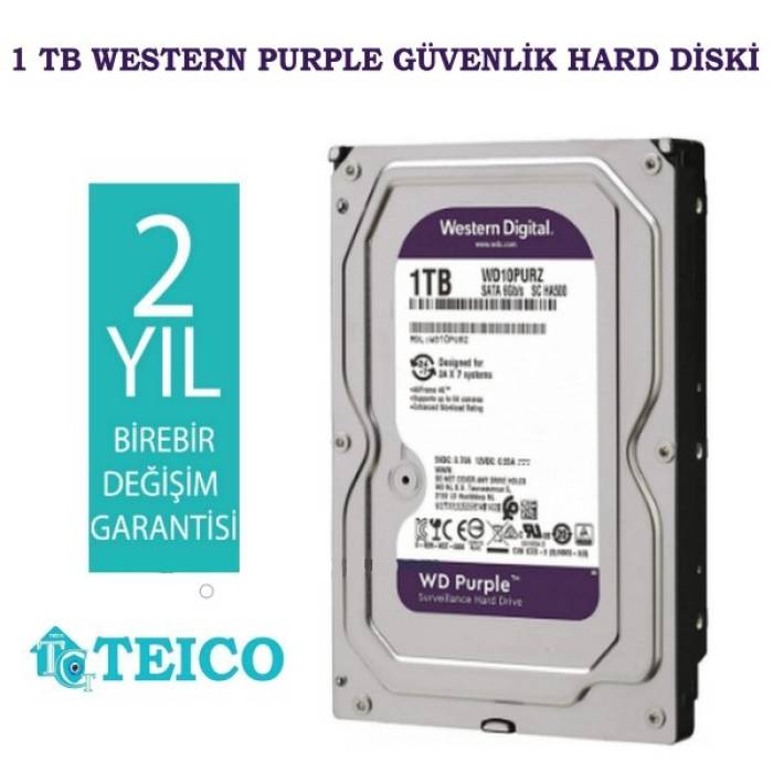 1 TB WD 7/24 Güvenlik Hard Diski 2 Yıl Birebir Değişim Garantili