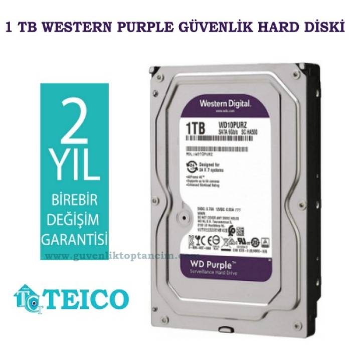 1 TB WD 7/24 Güvenlik Hard Diski 2 Yıl Birebir Değişim Garantili