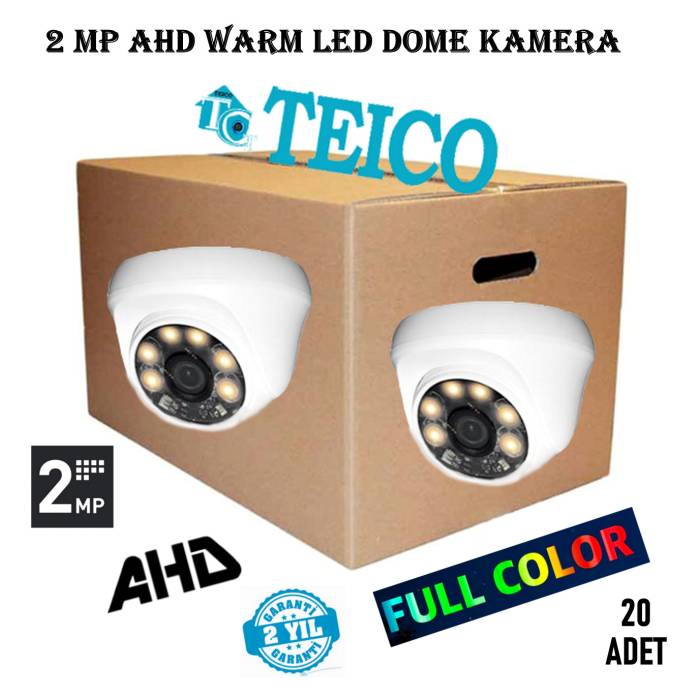 2 Mp Ahd Warm Led Renkli Dome Toptan Güvenlik Kamerası Teico-1224-20