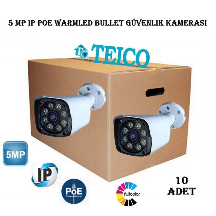 5 MP IP PoE Warm Led Metal Kasa Bullet Toptan Güvenlik Kamerası Teico-348010